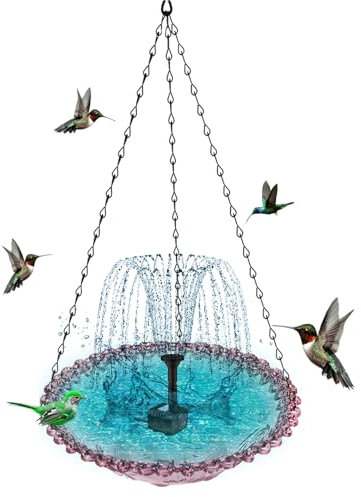 Fontaine À Oiseaux De Bain,Pompe De Bassin Solaire - Décorations Extérieures Suspendues pour Oiseaux Nature Paysage Cour Balcon Arrière-Cour