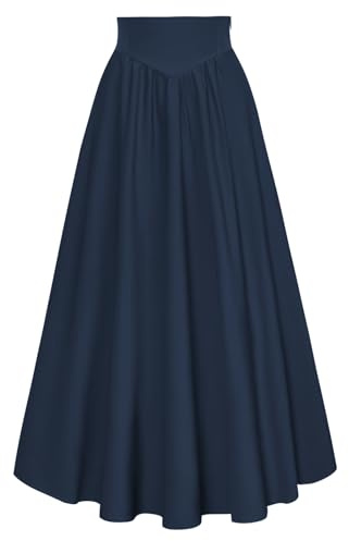 SCARLET DARKNESS Women's Renaissance Maxi Skirt Elastic High Waist Long Skirt A-Line Vintage Swing Skirt