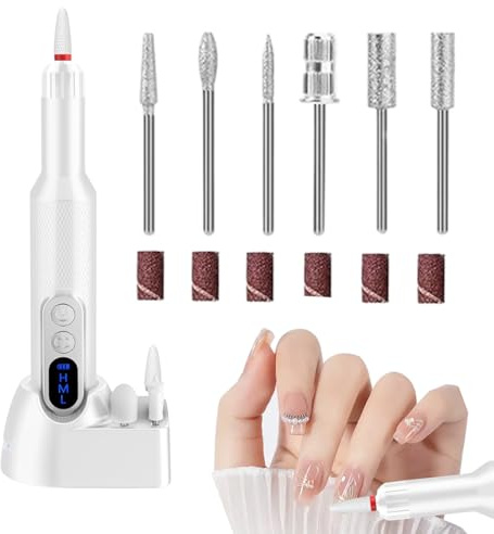 Perceuse à ongles sans fil réglable avec trois vitesses | Appareil de manucure portable silencieux pour façonner, tailler, graver, polir
