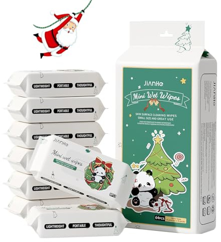 Lingettes Noël,Lot de 8 Paquets de Papier Toilette Humide,Lingettes Nettoyantes,lingettes Intimes Humides,Nettoie et Protège,Fibres Végétales,Sans Colorant,Lavables,Biodégradables