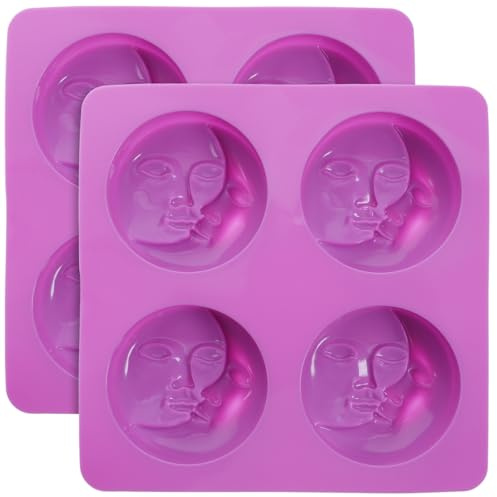 Alipis 2 stampi per sapone in silicone con sole e luna, rotondi, fai da te, per fondente e versamento per alimenti, flessibili, facili da pulire per sapone fai da te e accessori da forno