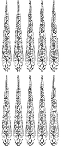 Juego de 10 anillos dorados para punta de uñas para Halloween, accesorios de fiesta de Halloween, juego de puntas de dedo antiguas para mujer, oro, plata, plata para hombres