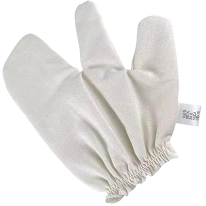 Garshana Guantes de seda cruda – 1 par de guantes de masaje unisex – Guantes de ducha exfoliantes | Guantes de seda para ducha de baño, masaje, cuidado facial y corporal, higiene del spa