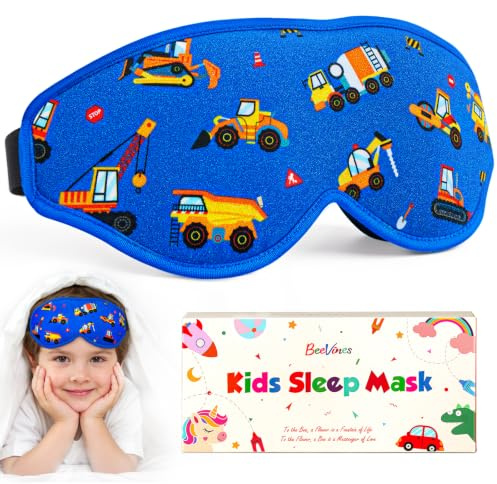 BeeVines 3D-sömnmask för barn, mörkläggande ögonmasker | Ögonmask med justerbar rem, tryckfri stoppning av minnesskum, resegåva till pojkar