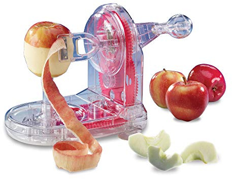 Starfrit Apple Peeler - Easily Peels All Types of Apples - Spring Loaded Arm Adapts to Various Shapes - Bonus Apple Corer