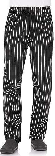 Chef Works A940-M Easyfit Pants, Striped, Medium, Black/White