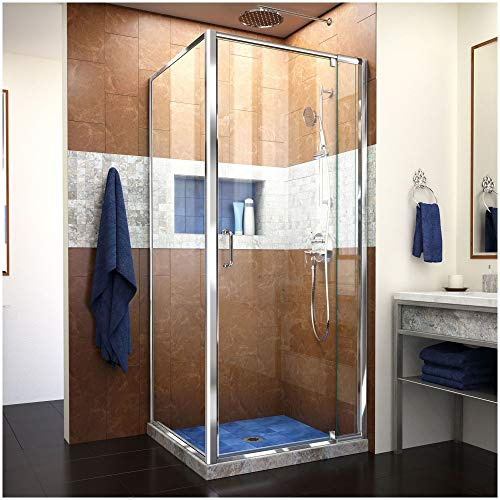 DreamLine Flex 30 1/2 inch D x 28 7/16 - 32 7/16 inch W x 72 inch H Semi-Frameless Pivot Shower Enclosure in Chrome