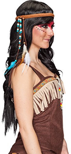 Amakando Indianer Kopfschmuck Western Kopfband Indianerin Haarband Feder Stirnband Karnevalskostüme Zubehör Indianerkostüm Accessoire Pocahontas Haarschmuck