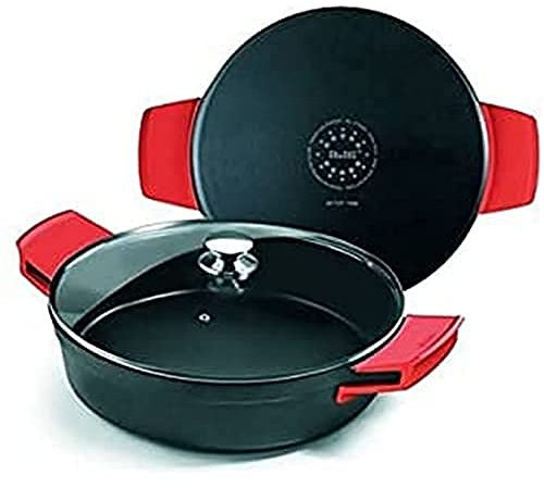 IBILI - Guisera excellent titanio de aluminio fundido, Tapa de cristal y asas de silicona, 32 cms, Antiadherente, Apta para induccion
