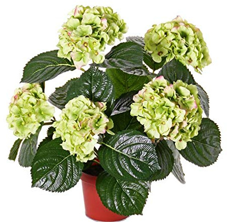 artplants.de Artificial Hydrangea TEMARI, green, 14/35cm, Ø 12 / 30cm