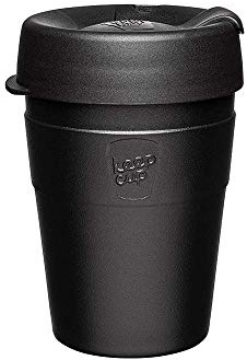 KeepCup Thermal - Vacuum Insulated Stainless Steel, Reusable Coffee Cup with Splashproof Sipper Lid - 12oz/340ml - Black