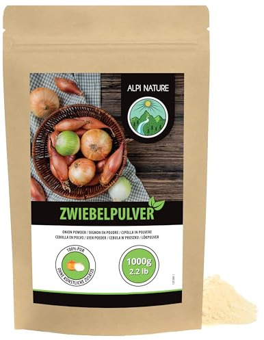 Alpi Nature Lökpulver 1kg, Malen Torkad Lök, Lökpulver för Matlagning, Lök Pulver