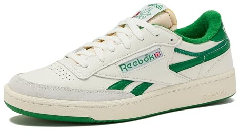 Reebok Club C Revenge Vintage Sneakers for Men - Casual Tennis Mens Shoes, Chalk/White/Glen Green, 10