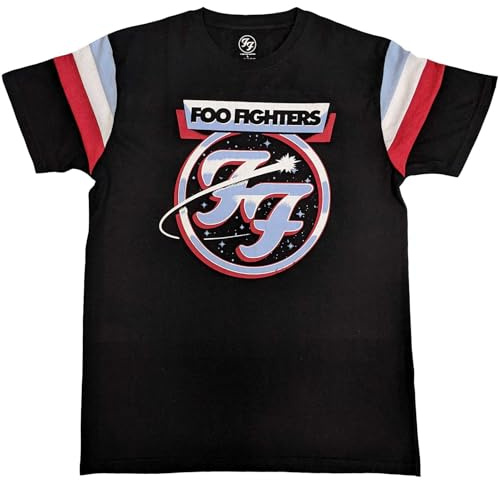 FOO Fighters Ringer T Shirt Comet Tricolour Logo Nue offiziell Unisex Schwarz L