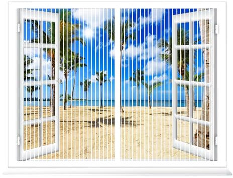 Fly Screen Window for Opening and Closing, Insect Protection Roller Blind, self-Adhesive, Insect Protection, Magnetic Fly Curtain, 60 x 130 cm for Balcony Windows, Living Room, White