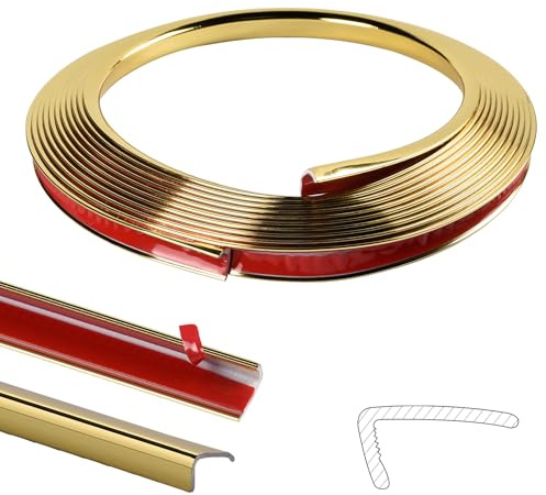 6M/20FT Peel and Stick L Molding Corner Guards, Wall Moulding Trim, Self Adhesive Corner & Edge Protector Trim for Wall Ceiling Furniture Countertop Frame Protection and Decoration - Bright Gold