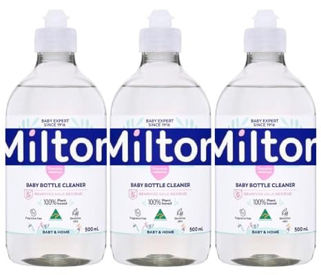 MiltonBaby Bottle Cleaner 500ml x 3, Teat White Milk Film Residue Remover Hygiene Household Desinfectant Wash for Sensitive Skin with Welari Thank You Card | (3pack)