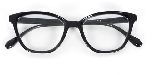 MMOWW Gafas de Lectura para Mujeres Elegante Montura Ojos de Gato Gafas de Bloqueo a Luz Azul Bisagras de Muelle (Negro, +2.5)