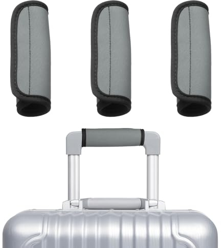 QUARKZMAN 3 Pcs de Envolturas para Asa de Equipaje, Cubierta de Agarre de Bolso de Neopreno Protector Identificadores de Equipaje Envolturas de Asa para Bolsas de Compras de Equipaje, Plata