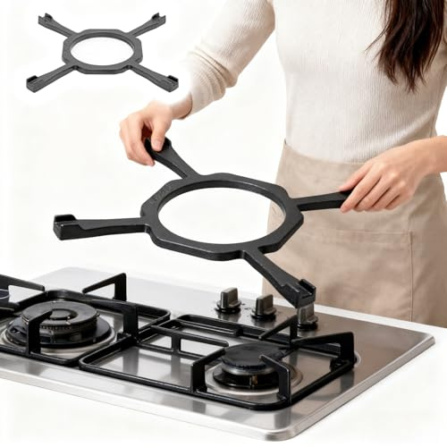 Wok Stand Support Rack Stands, Strong Load-bearing Anti-Scratch Stove Cover, Anti-slip Hob Trivet Holder Extender for Flat Bottom Wok Pans(4-claw)