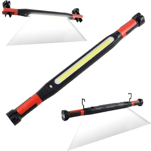 Lampe De Travail MagnéTique Led Rechargeable,Avec Crochets Et Base Magnetique,Barre Lumineuse Sous Le Capot,Pour MéCanicien/RéParation De Voiture/Garage,Camping,Bricolage,Atelier