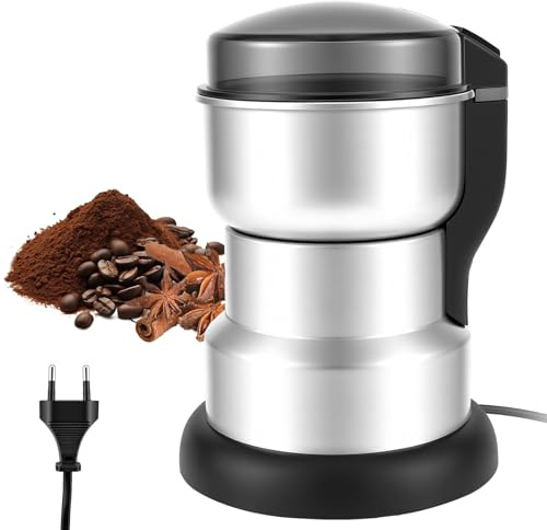 Macinacaffè elettrico 300 W macinacaffè One Press con lame in acciaio inox, coperchio trasparente, portatile per chicchi, spezie, erbe