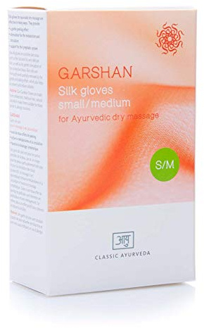 Classic Ayurveda - Garshan Massagehandschuhe small/medium - 1 Paar - Seidenhandschuhe für ayurvedische Trockenmassage mit sanftem Peeling-Effekt