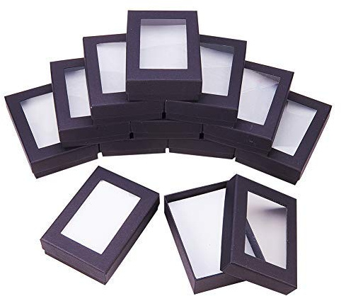 NBEADS Caja de Ventana de Papel, Caja de Exhibición de Cartón de Joyería de 24 pieza para Pendiente Collar Pulsera Embalaje de Regalo, 9x6.5x2.8 cm