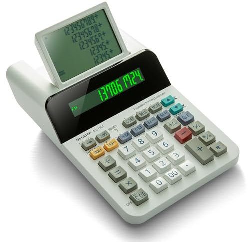 Sharp El-1501 Compact Cordless Paperless Large 12-Digit Display Desktop Printing Calculator That Utilizes Printing Calculator Logic