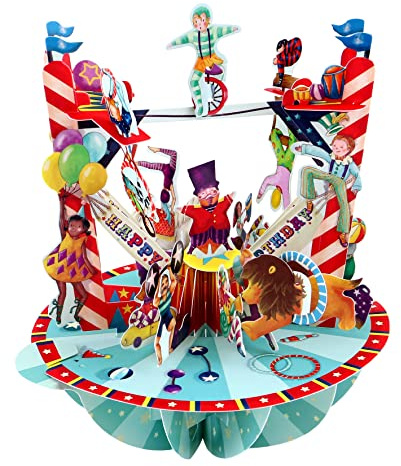 SANTORO Pirouette - Carte de vœux pop-up 3D - Cirque d'anniversaire - Pour garçons et filles