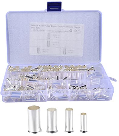 VILLCASE 240piezas Conector De Terminales Eléctricos De Cobre Crimpado Ferrules Redondos Para Conexiones De Cables Para Instalaciones De Audio De Automóviles y Electrodomésticos