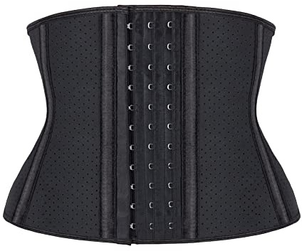 Atbuty Corsé corto de cintura para torso, faja deportiva de látex para debajo del busto, Negro (torso de 9 pulgadas, transpirable, 9 huesos), S