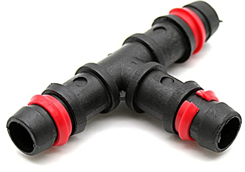 DOJA Barcelona | T Riego 16mm | Pack 100 | Conectores T para Manguera de Riego por Goteo | Ø 16mm | con Anillas Seguridad | Accesorios Riego por Goteo | para Manguera Jardin, Tubo Riego, Riego Huerto