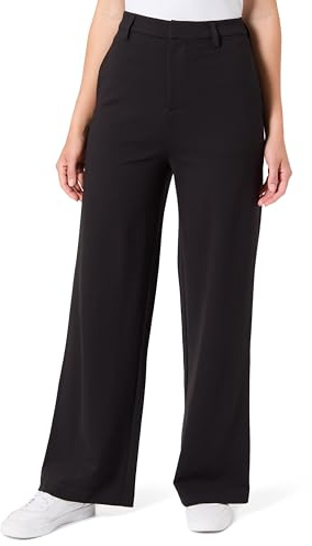 Calvin Klein Pantalón de Tela Mujer Milano Pierna Ancha, Negro (CK Black), S