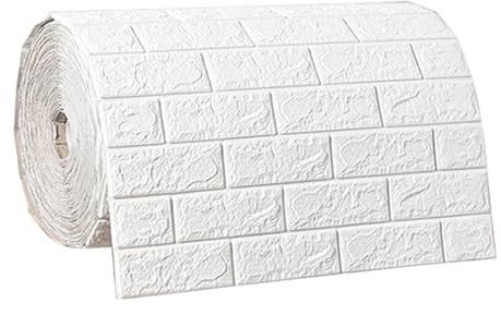 Adesivo da parete 3D, pannelli da muro in finti mattoni, carta da parati in schiuma stacca e incolla, per la cucina, Bianco