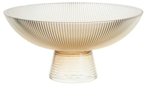 HOME DECO FACTORY, KA0496 - Frutero con pie de Cristal ámbar, diseño Elegante y versátil, Ideal para Frutas y ensaladas, Capacidad 11 l, fácil Mantenimiento, tamaño 11 l, Color Naranja