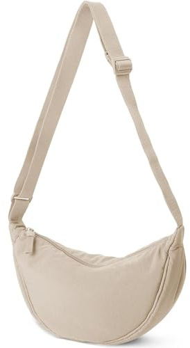 YiYunTE Bolso Bandolera Mujer Hombre Bolso Cruzado Pequeño Bolso de Mano Movil Nylon Bandolera Mujer Pequeña Bolsa Crossbody Bag Bolso Riñonera Bolsos Universitarias Half Moon Bag Bolso Beige