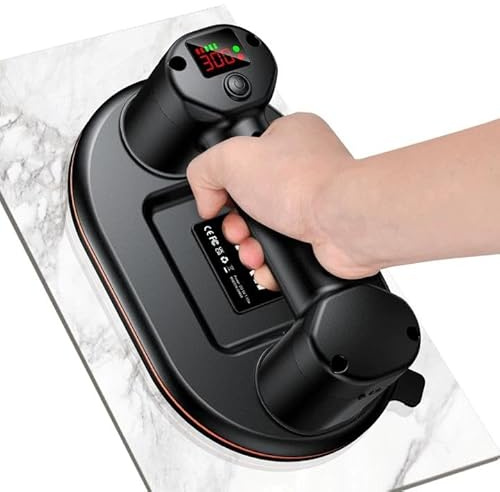 Ventosa a Batteria per Piastrelle Ventosa Elettrica,Diametro 24 cm, 2 Motori, 300 KG di Forza di Aspirazione,Batteria da 4000 mAh, Display LCD per Potenza di per Pavimenti, Piastrelle Murali, Vetro