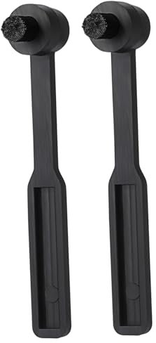 SHINEOFI Kit de 2 Pinceles Redondos para Limpieza de Agujas y Discos de Vinilo, Cerdas de Nylon y Cuerpo Portátil de Plástico Negro