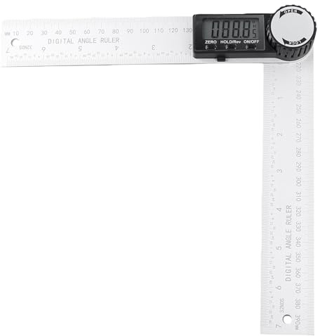 GOEDCH Règle multi-angle 360° avec affichage LCD : alliage d'aluminium Rapporteur d'angle numérique 200 mm, rapporteur d'angle numérique 2 en 1 avec fonction de verrouillage pour le travail du métal