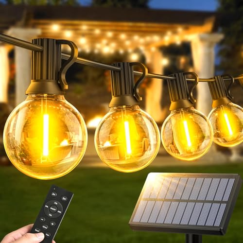 Warlisou Guirnaldas Luces Exterior Jardin Solar - G40 45.9ft 19+1 Led Blub - 14M Lampade Solari Da Giardino Telecomando Luci Per Gazebo Da Esterno Impermeable - Matrimonio Balcone Feste Patio