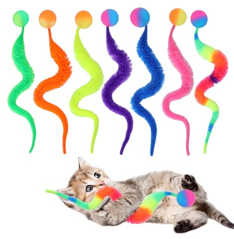 Elegaperma 14 stycken kattleksak Wiggly boll, kattleksaksbollar | Wiggly Ball katt, roliga kattbollar med fluorescerande boll, leksak katt för katter i alla åldrar (flerfärgad)
