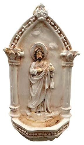 Fuente católica de agua bendita Sant Jude para colgar en la pared, fuente de agua bendita para la entrada a casa