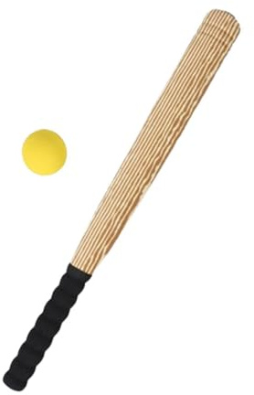kesurpae Roligt sportbasebollträ och bollset övning engagerande familjebandsträning uppmuntrar aktiv livsstil för barn basebollträbollset för barn barnträning, Träådringsfärg, 54 cm