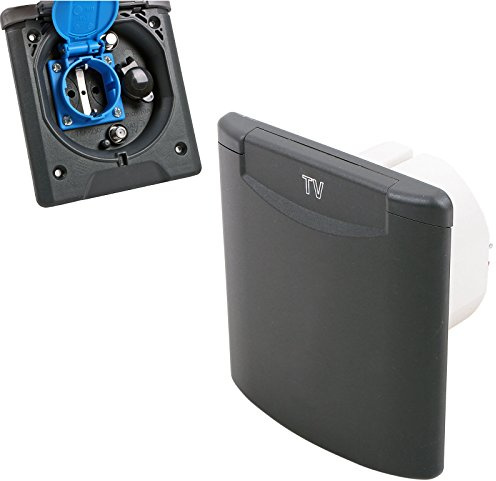 Vorzeltsteckdose Multi 12V und 220V, 2x Sat Grau IP54, Magnetverschluss