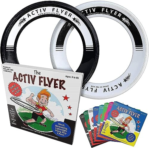Activ Life Active Flyer: Anelli Frisbee aerodinamici - Divertimento all'Aria Aperta per Bambini, Ragazzi o Ragazze di Tutte Le età! Confezione da 2 (Bianco/Nero)
