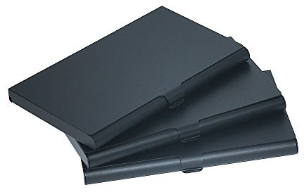 homEdge Superleichter Visitenkartenhalter aus Aluminium, schlanke, professionelle 3-Packs-Kartenhülle für Reisen und Business - Schwarz