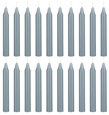 Mega Candles 20 pcs Unscented Gray Exquisite Mini Taper Spell Candles, 4 Inch Tall x 1/2 Inch Diameter, Magic Chimes, Enchantment, Casting Rituals, Witchcraft, Wiccan, Altar, Metaphysical
