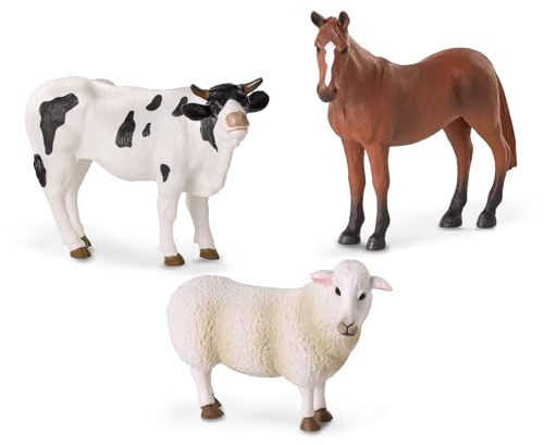 TERRA by Battat - Bauernhoftiere - Schafe, Stiere, Pferde - Tierisches Spielzeug für Kinder - Bauernhof-Tierfiguren - Realistisches Tierspielset - Schaf, Stier, Pferd - 3 Jahre +