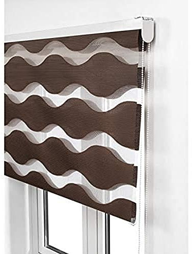 Estoralis JEOR | Estor Enrollable Noche y Dia Diseño Moderno | Doble Tejido | Color Marron | 125 x 180 cm (Ancho/Alto) Tamaño Tela 122 x 175 cm | Estores para Ventanas y Puertas
